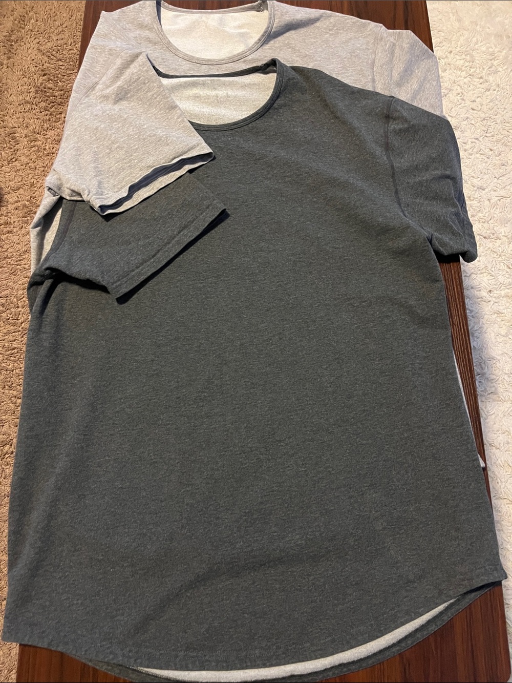 BYLT Basics Short-Sleeve Crewneck Tee - Charcoal & Light Gray drop cut size L